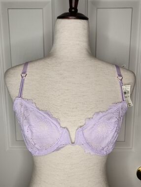 Aerie Real Power Lace Detail Unlined Balconette Bra Size 36C NWT